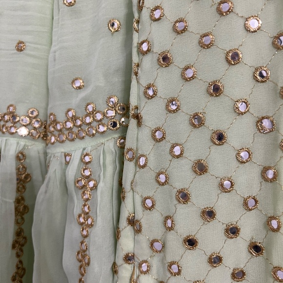 Pistachio Green Gharara - Sharara Punjabi Suit - Indian dress EXTRA SMALL - Picture 4 of 5